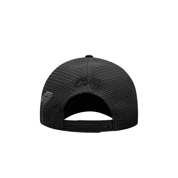 ALCATRAZ PUFF PRINT TRUCKER HAT [TRIPLE BLACK]