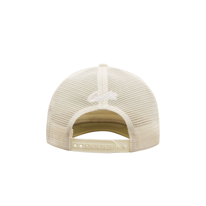 ALCATRAZ PUFF PRINT TRUCKER HAT [OFF WHITE]