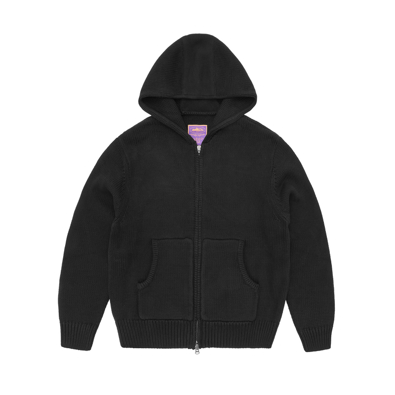 ALCATRAZ HEAVY KNIT ZIP HOODIE [BLACK]