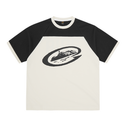 ALCATRAZ WRAP AROUND RAGLAN TEE [OFF WHITE / BLACK]