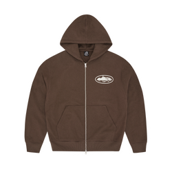 ISLAND PUFF PRINT ZIP HOODIE [BROWN]