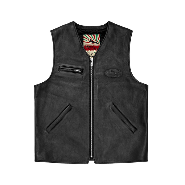 SKYDIVE LEATHER VEST [BLACK]