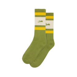 ARMY GREEN RETRO SOCK [YELLOW & CREAM]