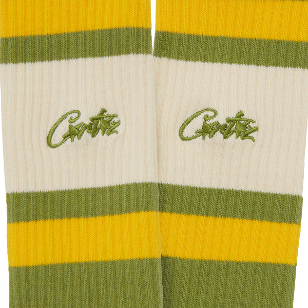 ARMY GREEN RETRO SOCK [YELLOW & CREAM]