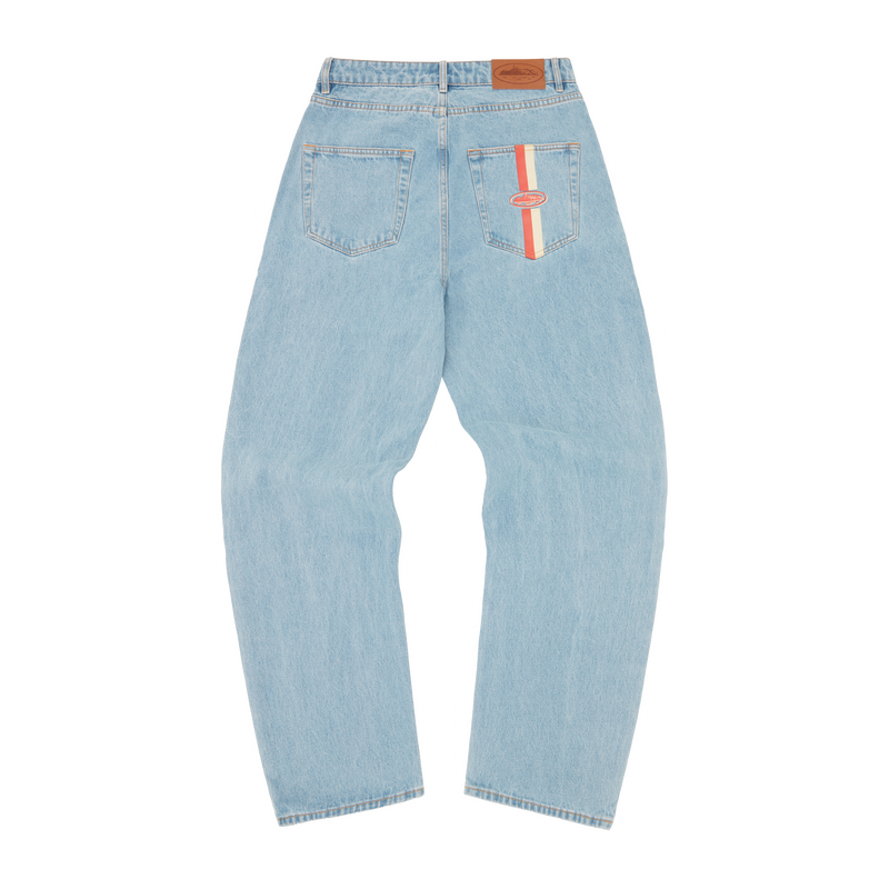 DUAL STRIPE BAGGY JEANS [STONEWASH]