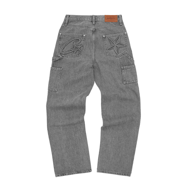 EMBOSSED C-STAR DENIM WORK PANT [GREY]
