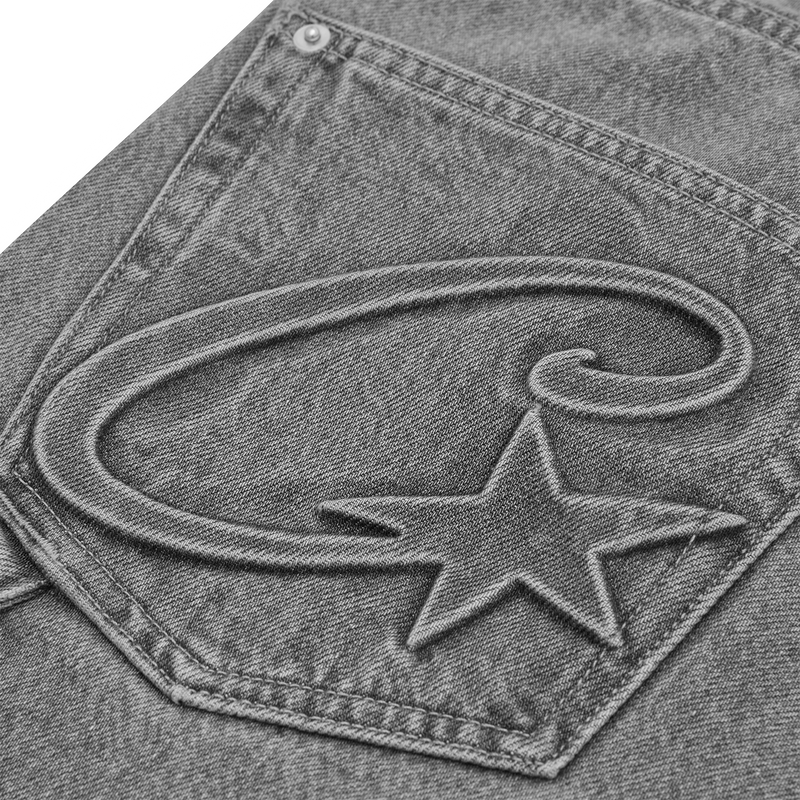 EMBOSSED C-STAR DENIM WORK PANT [GREY]