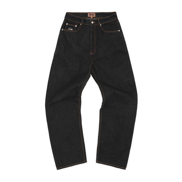 DUAL STRIPE BAGGY JEANS [BLACK WASH]