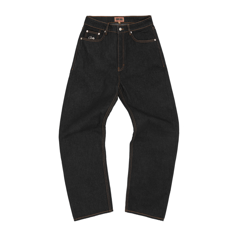 DUAL STRIPE BAGGY JEANS [BLACK WASH]