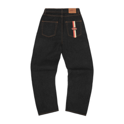 DUAL STRIPE BAGGY JEANS [BLACK WASH]