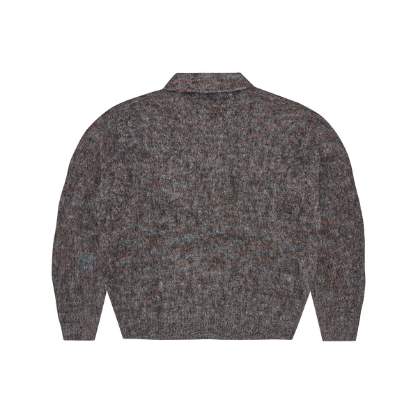 MIXED KNIT HALF ZIP [BLACK MELANGE]