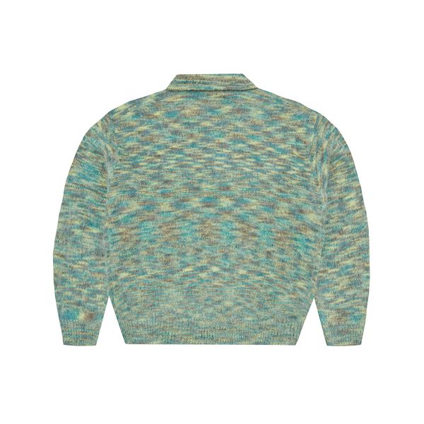 MIXED KNIT HALF ZIP [GREEN MELANGE]