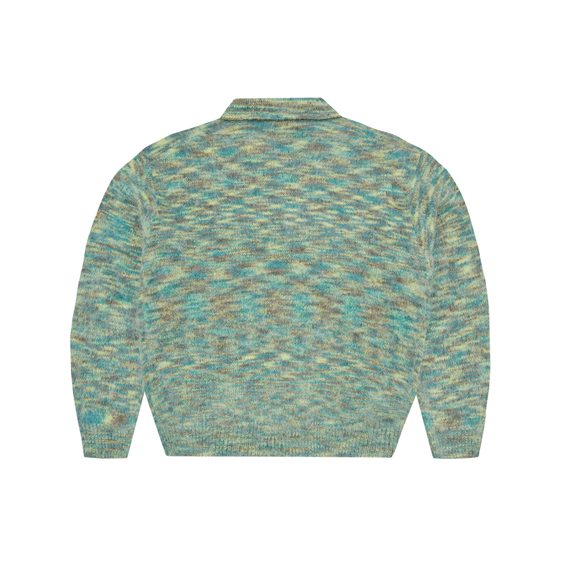 MIXED KNIT HALF ZIP [GREEN MELANGE]