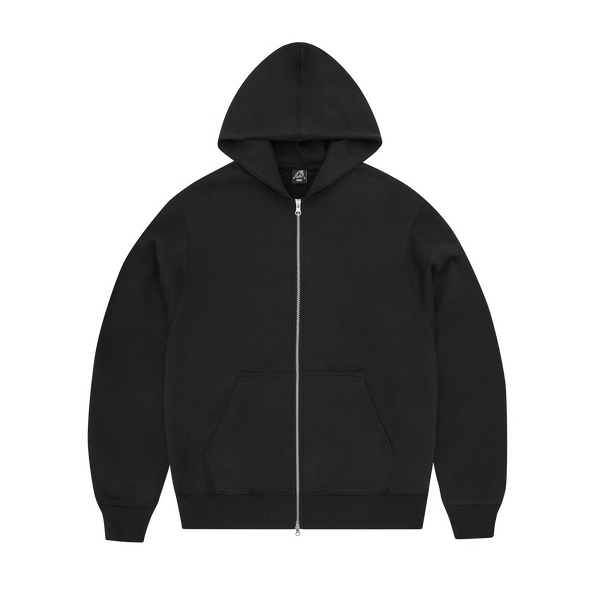 ISLAND MIXED PANEL ZIP HOODIE [BLACK]