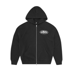 ISLAND PUFF PRINT ZIP HOODIE [WASHED BLACK]