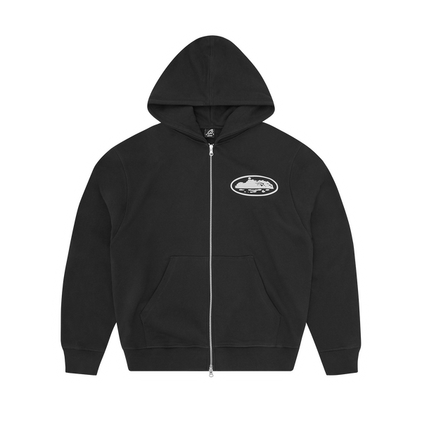 ISLAND PUFF PRINT ZIP HOODIE [WASHED BLACK]