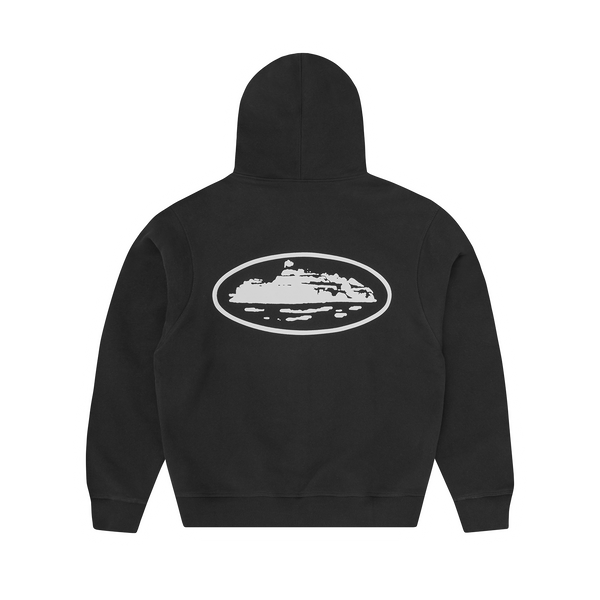 ISLAND PUFF PRINT ZIP HOODIE [WASHED BLACK]
