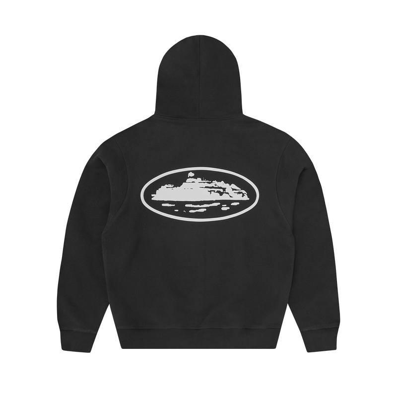 ISLAND PUFF PRINT ZIP HOODIE [WASHED BLACK]