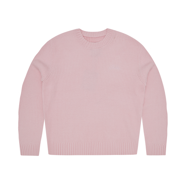 CROCHET APPLIQUE KNIT CREW [PINK]