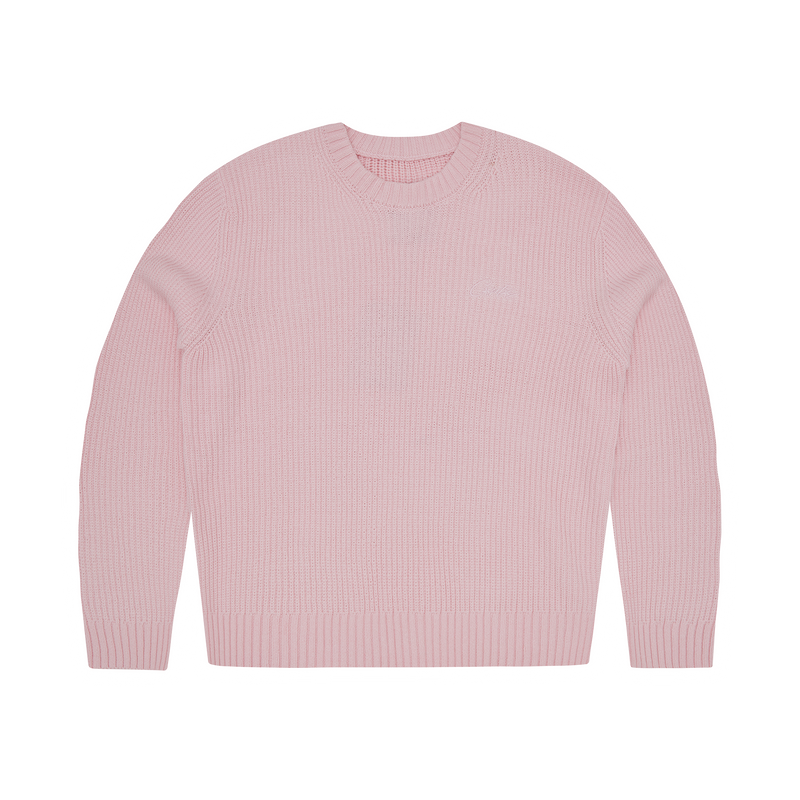 CROCHET APPLIQUE KNIT CREW [PINK]
