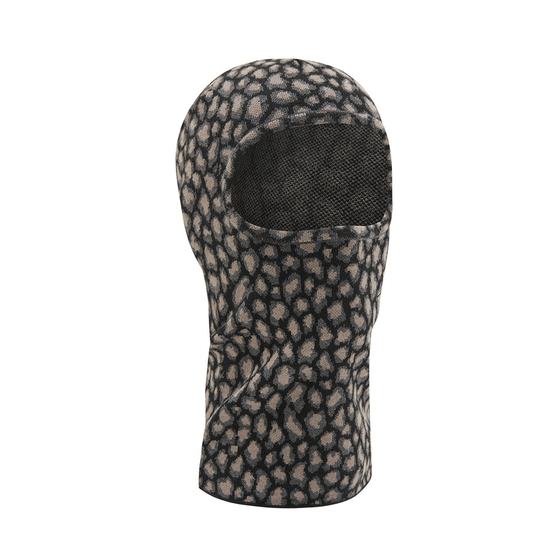LEOPARD JACQUARD KNIT BALACLAVA [BLACK]