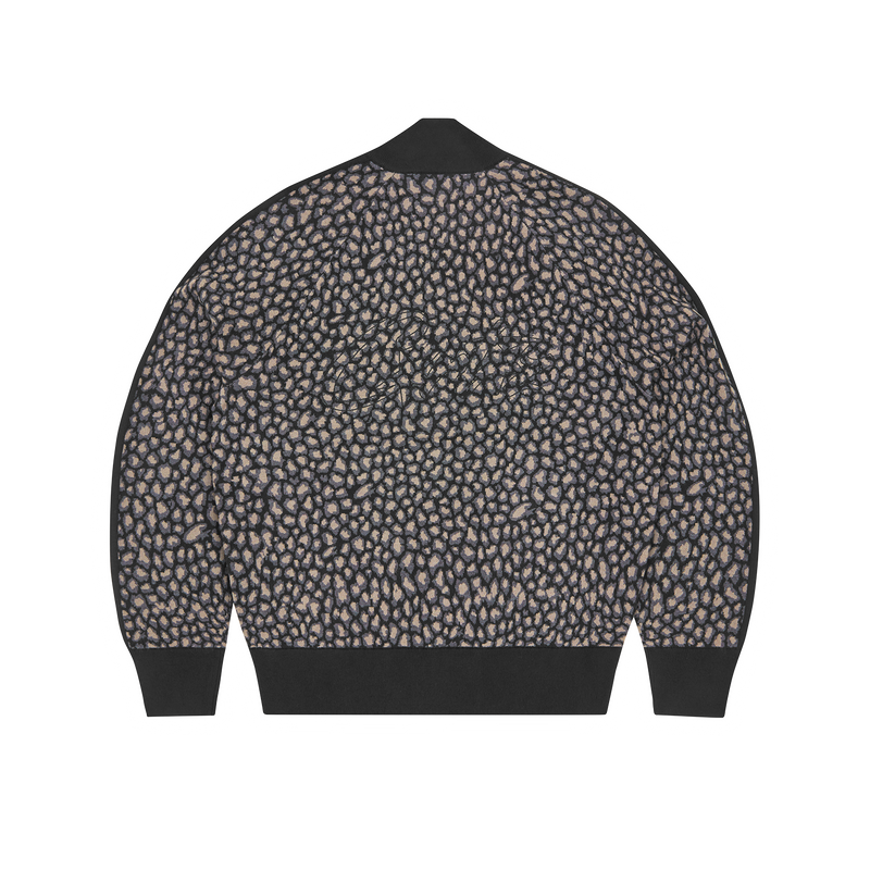 VVS LEOPARD JACQUARD KNIT ZIP UP [BLACK]