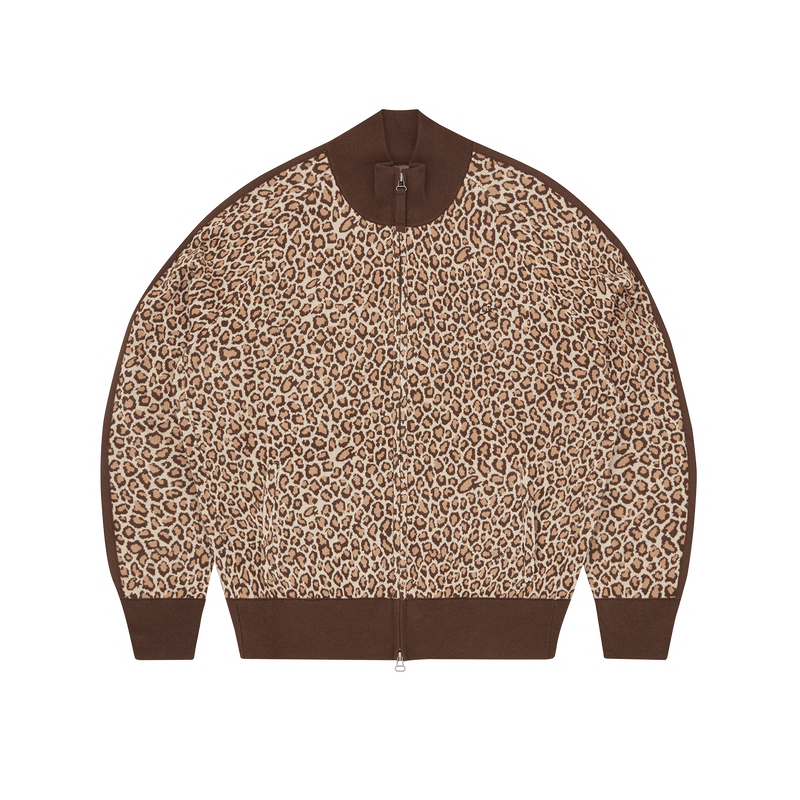 VVS LEOPARD JACQUARD KNIT ZIP UP [BROWN]