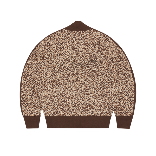 VVS LEOPARD JACQUARD KNIT ZIP UP [BROWN]