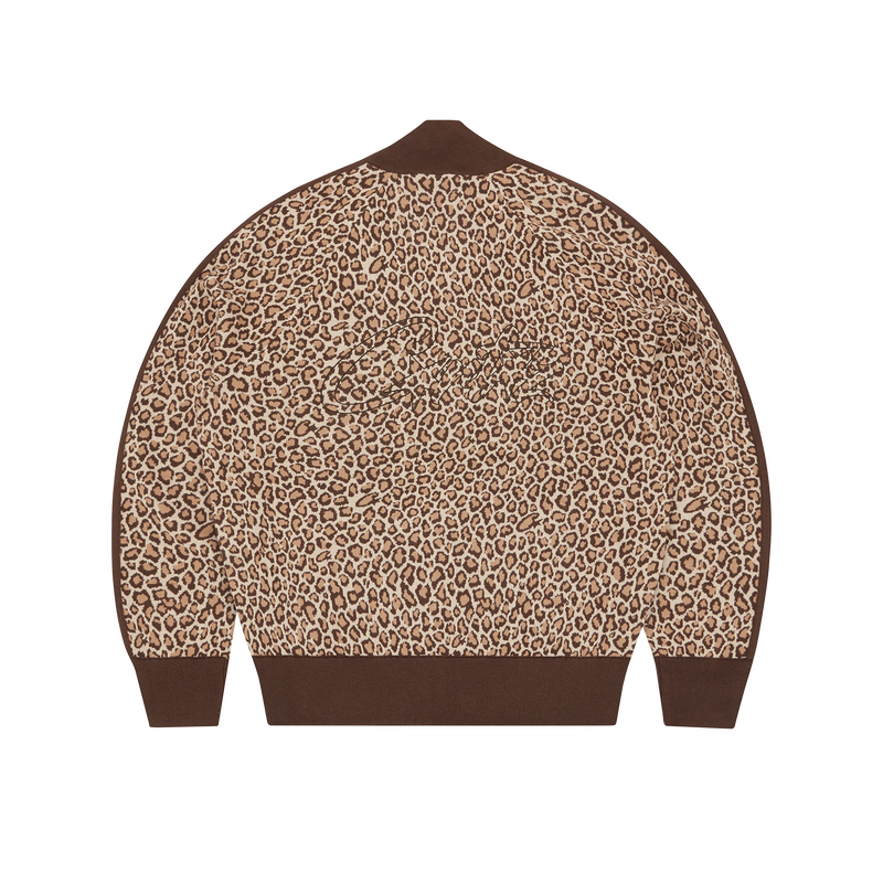 VVS LEOPARD JACQUARD KNIT ZIP UP [BROWN]