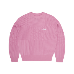 PANELED MULTI KNIT SWEATER [PINK]