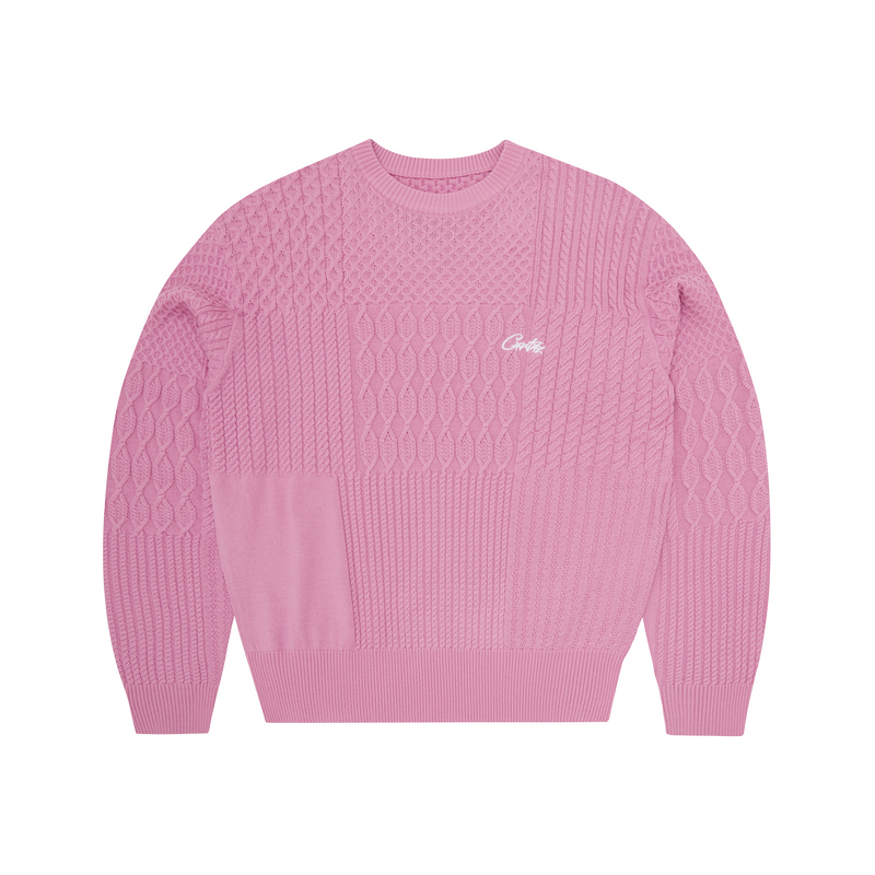 PANELED MULTI KNIT SWEATER [PINK]