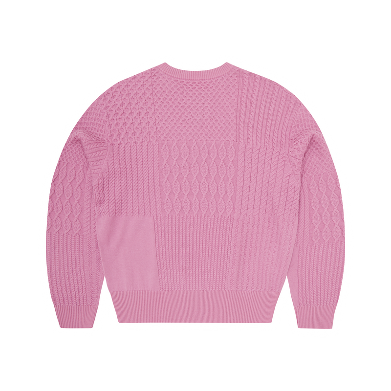 PANELED MULTI KNIT SWEATER [PINK]