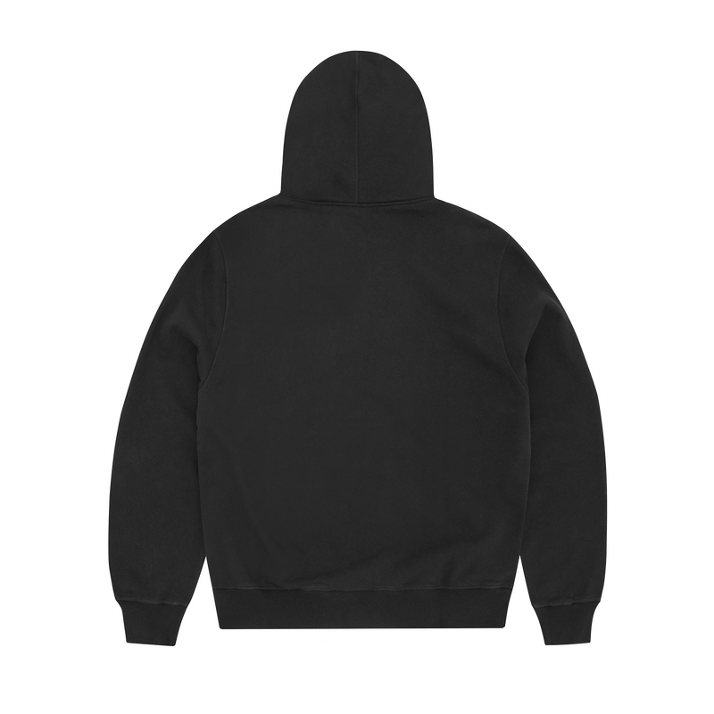 SATIN C STAR APPLIQUÉ HOODIE [BLACK]