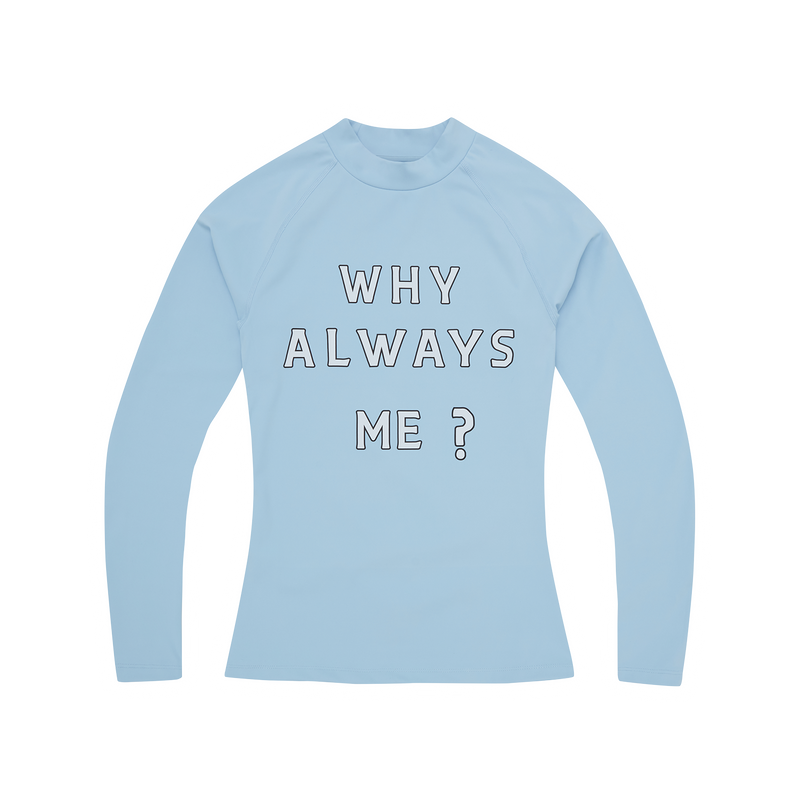 WHY ALWAYS ME COMPRESSION TOP  [POWDER BLUE]