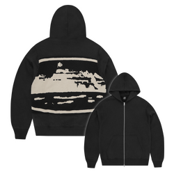 ISLAND MIXED PANEL ZIP HOODIE [BLACK]
